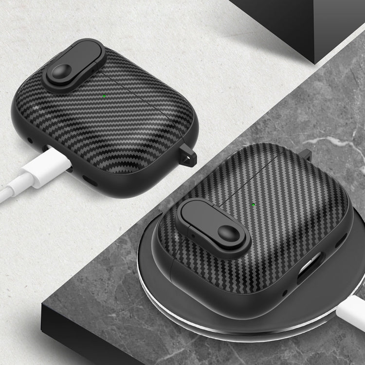 For AirPods 3 Carbon Fiber Texture Wireless Earphones Case with Security Lock(Blue) - For AirPods 3 by PMC Jewellery | Online Shopping South Africa | PMC Jewellery | Buy Now Pay Later Mobicred