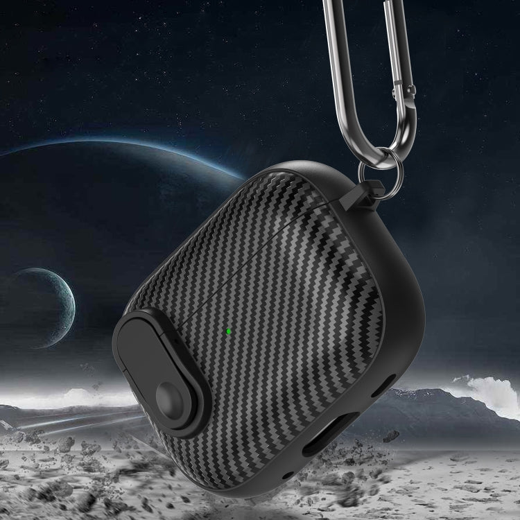 For AirPods Pro Carbon Fiber Texture Wireless Earphones Case with Security Lock(Dark Green) - For AirPods Pro by PMC Jewellery | Online Shopping South Africa | PMC Jewellery | Buy Now Pay Later Mobicred