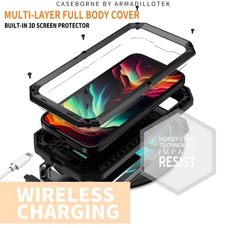 For iPhone 15 Pro R-JUST Sliding Camera IP54 Life Waterproof Holder Phone Case(Black) - iPhone 15 Pro Cases by R-JUST | Online Shopping South Africa | PMC TechLife | Buy Now Pay Later Mobicred