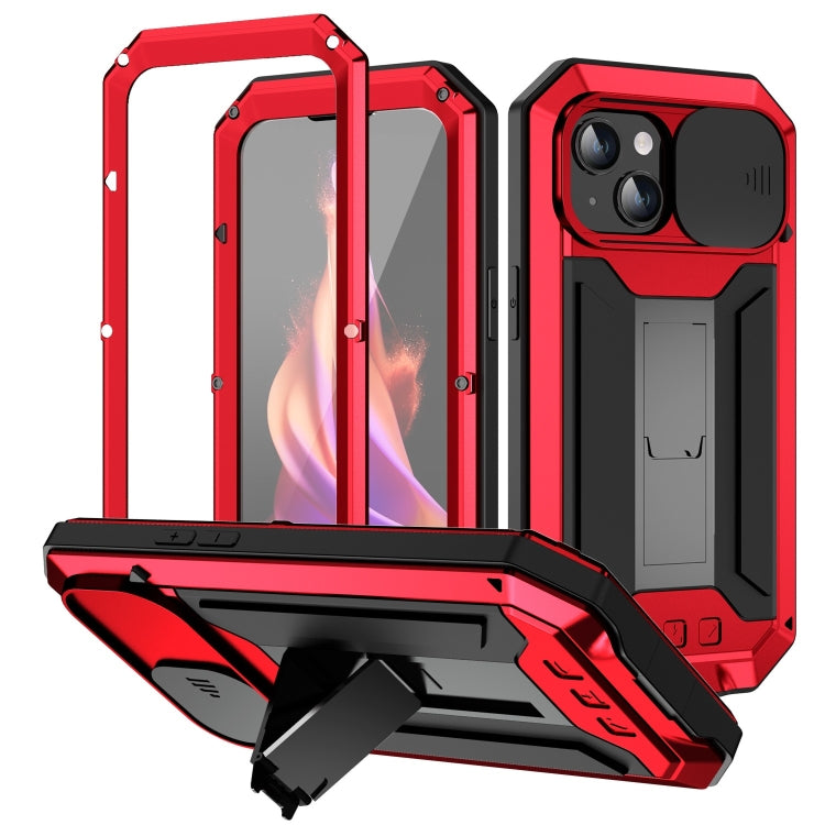 For iPhone 15 R-JUST Sliding Camera IP54 Life Waterproof Holder Phone Case(Red) - iPhone 15 Cases by R-JUST | Online Shopping South Africa | PMC TechLife | Buy Now Pay Later Mobicred