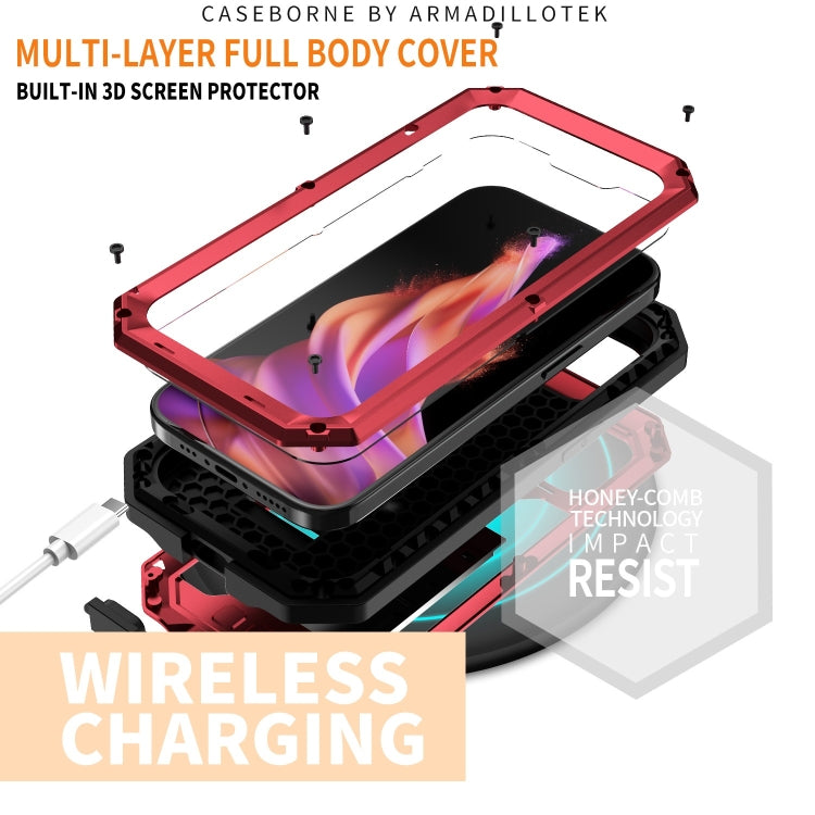 For iPhone 15 R-JUST Sliding Camera IP54 Life Waterproof Holder Phone Case(Red) - iPhone 15 Cases by R-JUST | Online Shopping South Africa | PMC TechLife | Buy Now Pay Later Mobicred