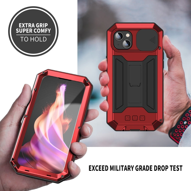 For iPhone 15 R-JUST Sliding Camera IP54 Life Waterproof Holder Phone Case(Red) - iPhone 15 Cases by R-JUST | Online Shopping South Africa | PMC TechLife | Buy Now Pay Later Mobicred