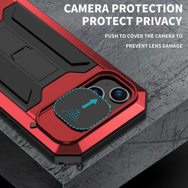 For iPhone 15 R-JUST Sliding Camera IP54 Life Waterproof Holder Phone Case(Red) - iPhone 15 Cases by R-JUST | Online Shopping South Africa | PMC TechLife | Buy Now Pay Later Mobicred