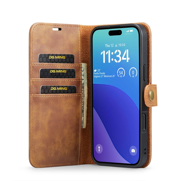 For iPhone 16 Pro Max DG.MING Crazy Horse Texture Detachable Magnetic Leather Phone Case(Brown) - iPhone 16 Pro Max Cases by DG.MING | Online Shopping South Africa | PMC Jewellery | Buy Now Pay Later Mobicred