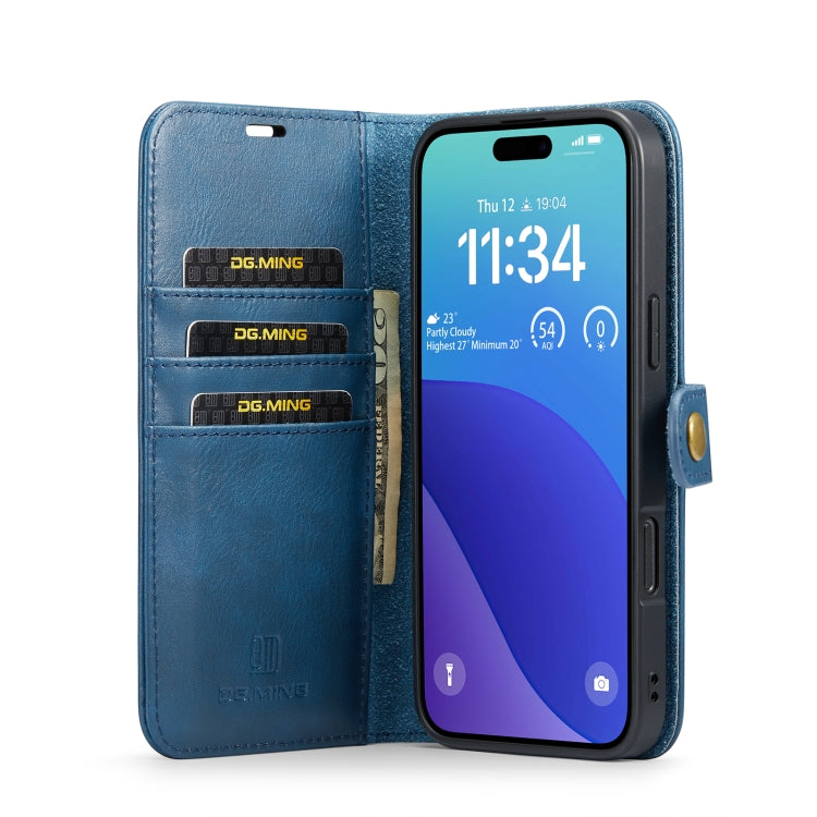 For iPhone 16 Pro DG.MING Crazy Horse Texture Detachable Magnetic Leather Phone Case(Blue) - iPhone 16 Pro Cases by DG.MING | Online Shopping South Africa | PMC Jewellery | Buy Now Pay Later Mobicred