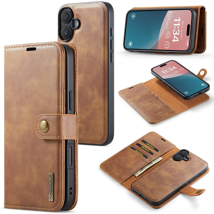 For iPhone 16 Plus DG.MING Crazy Horse Texture Detachable Magnetic Leather Phone Case(Brown) - iPhone 16 Plus Cases by DG.MING | Online Shopping South Africa | PMC Jewellery | Buy Now Pay Later Mobicred