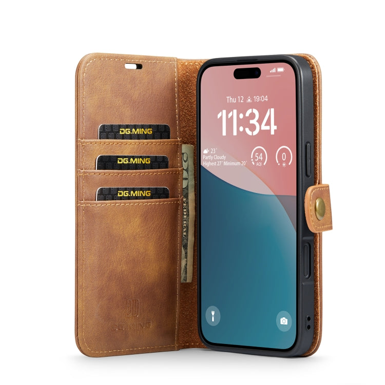 For iPhone 16 Plus DG.MING Crazy Horse Texture Detachable Magnetic Leather Phone Case(Brown) - iPhone 16 Plus Cases by DG.MING | Online Shopping South Africa | PMC Jewellery | Buy Now Pay Later Mobicred