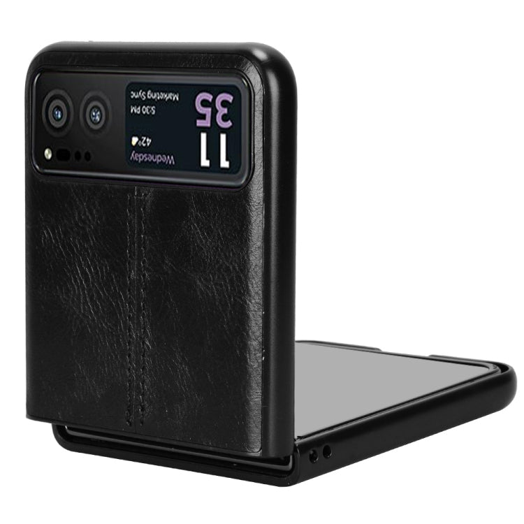 For Motorola Moto Razr 40 Cow Pattern Sewing Back Cover Phone Case(Black) - Motorola Cases by PMC TechLife | Online Shopping South Africa | PMC TechLife | Buy Now Pay Later Mobicred
