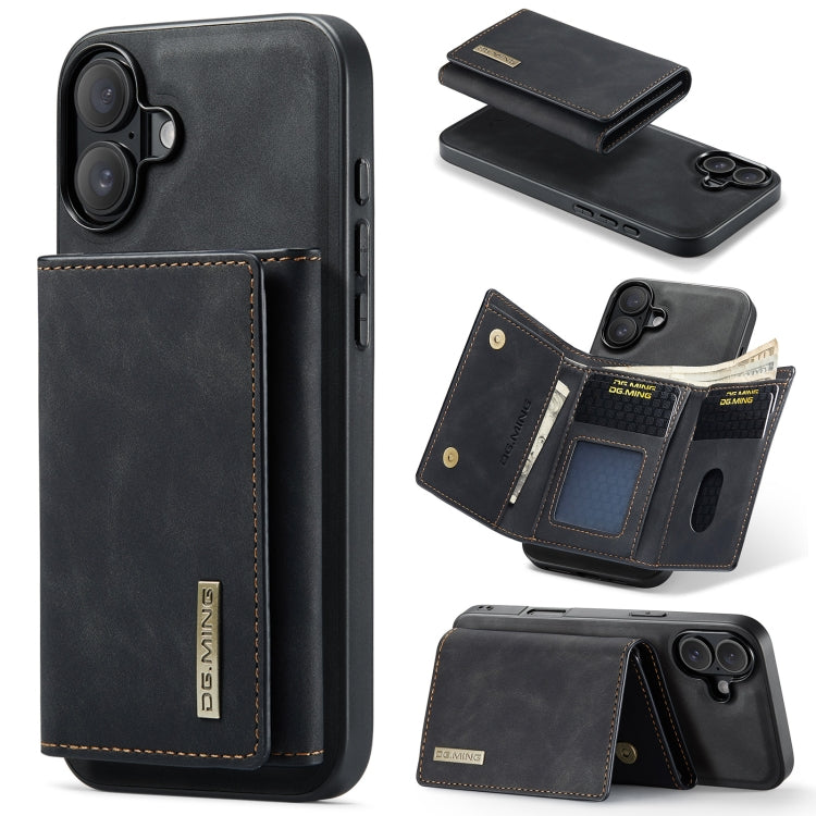 For iPhone 16 DG.MING M1 Series 3-Fold Multi Card Wallet Leather Phone Case(Black) - iPhone 16 Cases by DG.MING | Online Shopping South Africa | PMC Jewellery | Buy Now Pay Later Mobicred