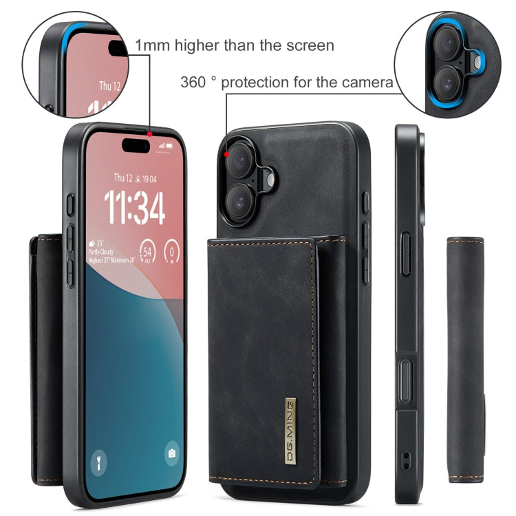 For iPhone 16 DG.MING M1 Series 3-Fold Multi Card Wallet Leather Phone Case(Black) - free shipping - PMC Jewellery - Order now!