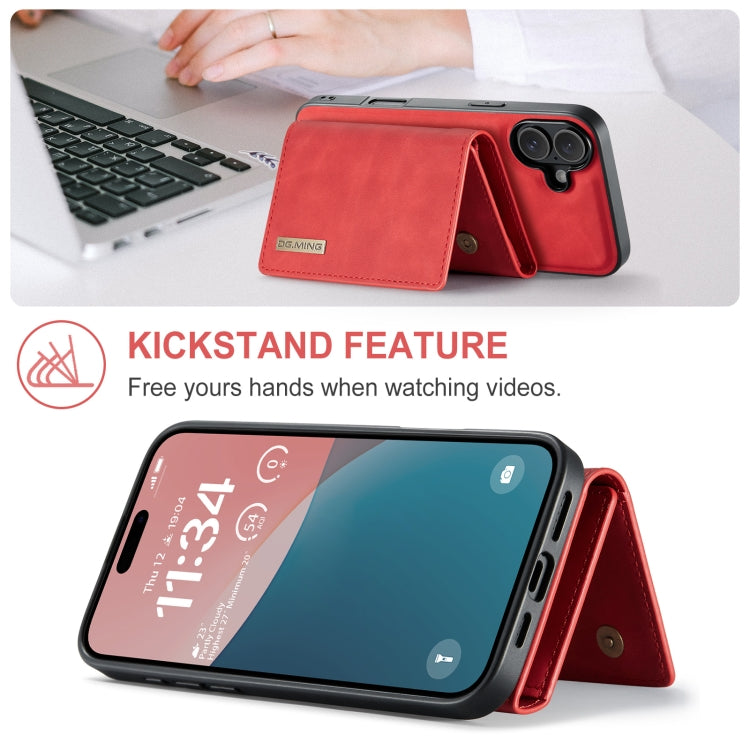 For iPhone 16 DG.MING M1 Series 3-Fold Multi Card Wallet Leather Phone Case(Red) - iPhone 16 Cases by DG.MING | Online Shopping South Africa | PMC Jewellery | Buy Now Pay Later Mobicred