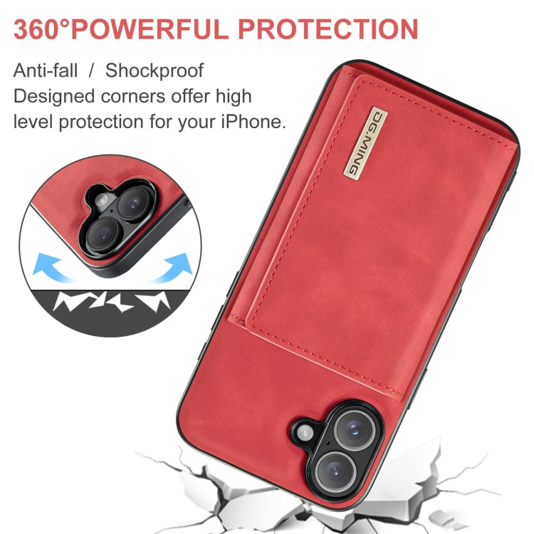 For iPhone 16 DG.MING M1 Series 3-Fold Multi Card Wallet Leather Phone Case(Red) - iPhone 16 Cases by DG.MING | Online Shopping South Africa | PMC Jewellery | Buy Now Pay Later Mobicred