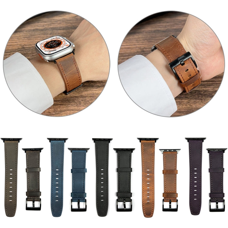 For Apple Watch Ultra 49mm Retro Texture Leather Watch Band(Purple) - Watch Bands by PMC TechLife | Online Shopping South Africa | PMC TechLife | Buy Now Pay Later Mobicred