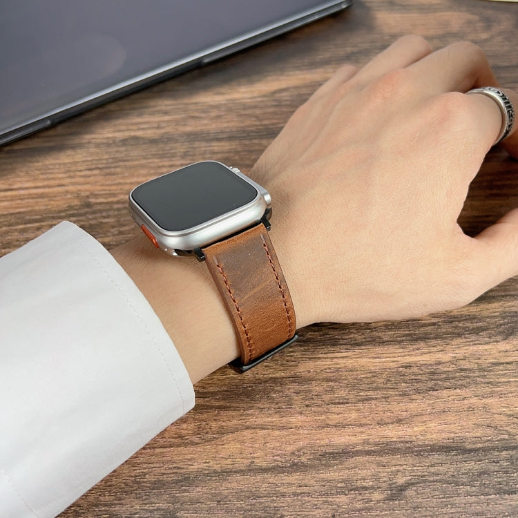 For Apple Watch Ultra 49mm Retro Texture Leather Watch Band(Coffee Color) - Watch Bands by PMC TechLife | Online Shopping South Africa | PMC TechLife | Buy Now Pay Later Mobicred