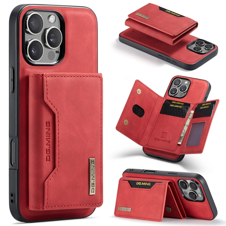 For iPhone 16 Pro DG.MING M2 Series 3-Fold Card Bag Wallet Leather Phone Case(Red) - iPhone 16 Pro Cases by DG.MING | Online Shopping South Africa | PMC Jewellery | Buy Now Pay Later Mobicred