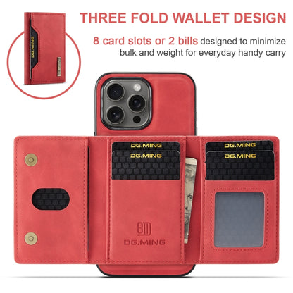 For iPhone 16 Pro DG.MING M2 Series 3-Fold Card Bag Wallet Leather Phone Case(Red) - iPhone 16 Pro Cases by DG.MING | Online Shopping South Africa | PMC Jewellery | Buy Now Pay Later Mobicred