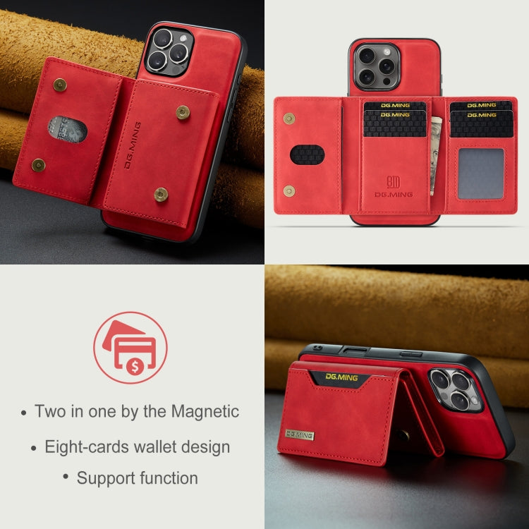 For iPhone 16 Pro DG.MING M2 Series 3-Fold Card Bag Wallet Leather Phone Case(Red) - free shipping - PMC Jewellery - Order now!