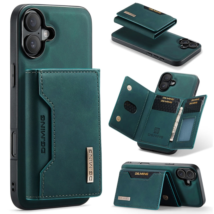 For iPhone 16 DG.MING M2 Series 3-Fold Card Bag Wallet Leather Phone Case(Green) - iPhone 16 Cases by DG.MING | Online Shopping South Africa | PMC Jewellery | Buy Now Pay Later Mobicred