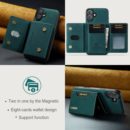 For iPhone 16 DG.MING M2 Series 3-Fold Card Bag Wallet Leather Phone Case(Green) - iPhone 16 Cases by DG.MING | Online Shopping South Africa | PMC Jewellery | Buy Now Pay Later Mobicred