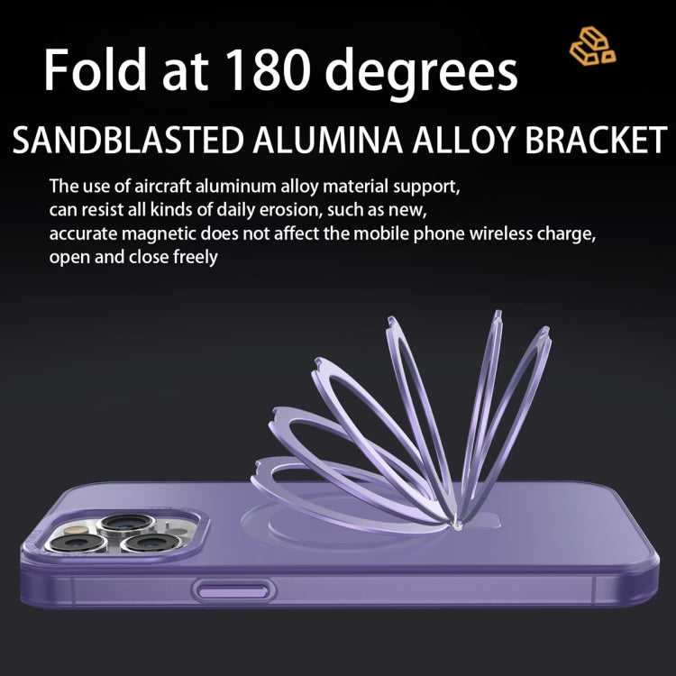 For iPhone 11 MagSafe Metal Holder Frosted Translucent Phone Case(Black) - iPhone 11 Cases by PMC TechLife | Online Shopping South Africa | PMC TechLife