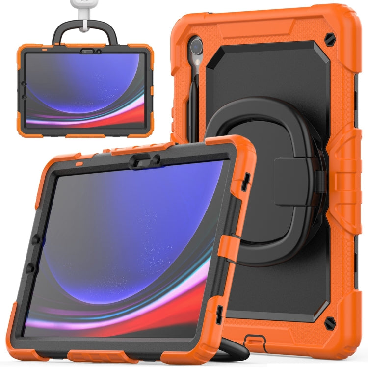 For Samsung Galaxy Tab S9 D Type Silicone Hybrid PC Tablet Case with Handle Holder(Orange) - Galaxy Tab S9 Cases by PMC Jewellery | Online Shopping South Africa | PMC Jewellery | Buy Now Pay Later Mobicred