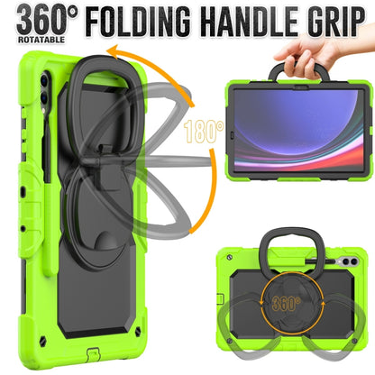 For Samsung Galaxy Tab S9+ / S10+ D Type Silicone Hybrid PC Tablet Case with Handle Holder(Yellow Green) - Galaxy Tab S9+ Cases by PMC Jewellery | Online Shopping South Africa | PMC Jewellery | Buy Now Pay Later Mobicred