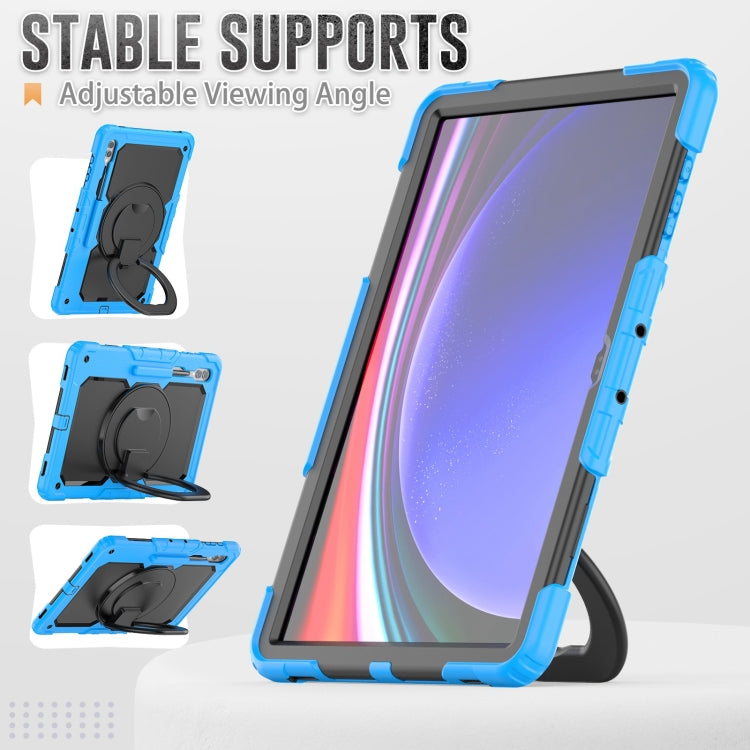 For Samsung Galaxy Tab S10 Ultra D Type Silicone Hybrid PC Tablet Case with Handle Holder(Light Blue) - Galaxy Tab S9 Ultra Cases by PMC Jewellery | Online Shopping South Africa | PMC Jewellery | Buy Now Pay Later Mobicred