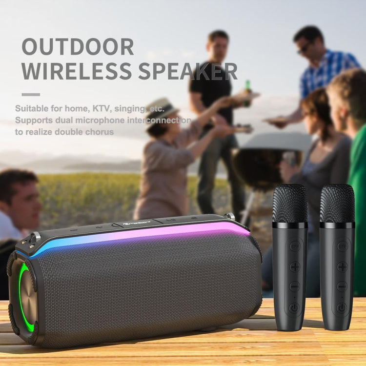 New RiXing NR8809 20W Outdoor Portable TWS Smart Wireless Bluetooth Speaker, Style:Single Mic(Grey) - free shipping - PMC Jewellery - Order now!