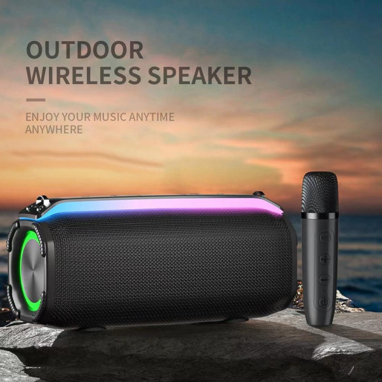 New RiXing NR8809 20W Outdoor Portable TWS Smart Wireless Bluetooth Speaker, Style:Single Mic(Red) - free shipping - PMC Jewellery - Order now!
