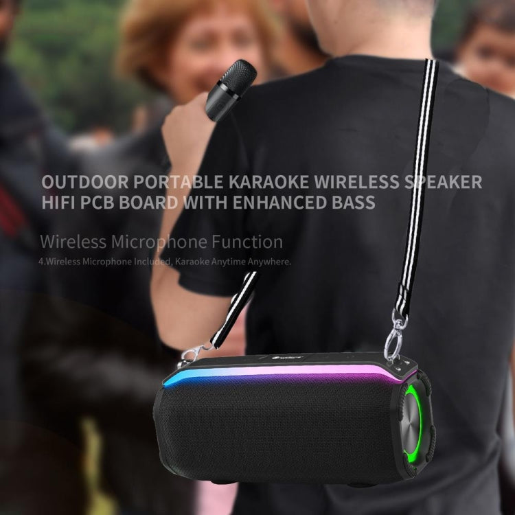 New RiXing NR8809 20W Outdoor Portable TWS Smart Wireless Bluetooth Speaker, Style:Dual Mic(Grey) - free shipping - PMC Jewellery - Order now!