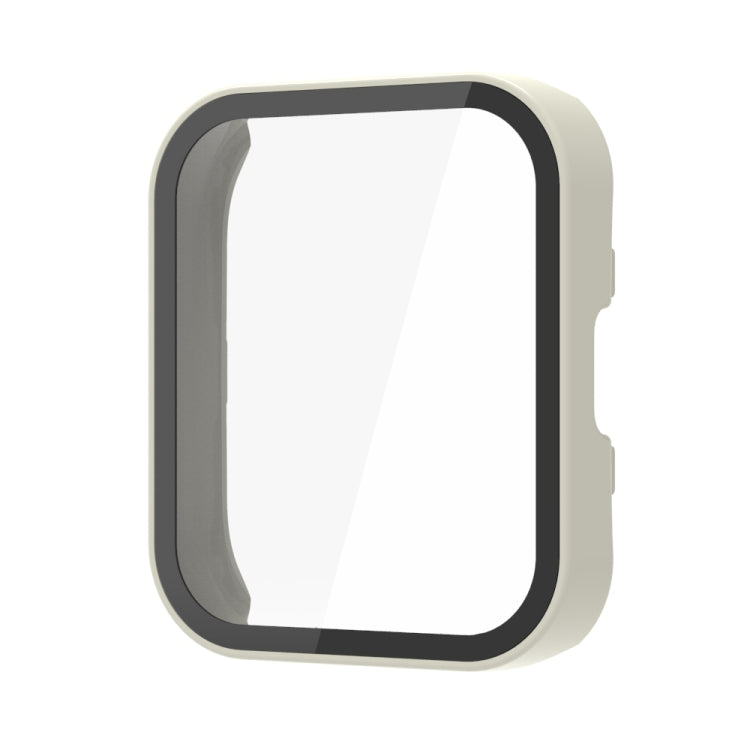 For Amazfit Bip 5 PC + Tempered Film Integrated Watch Protective Case(Ivory White) - Watch Cases by PMC TechLife | Online Shopping South Africa | PMC TechLife | Buy Now Pay Later Mobicred