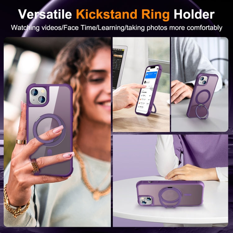 For iPhone 15 Plus MagSafe Magnetic Rotating Holder Phone Case(Purple) - iPhone 15 Plus Cases by PMC Jewellery | Online Shopping South Africa | PMC Jewellery