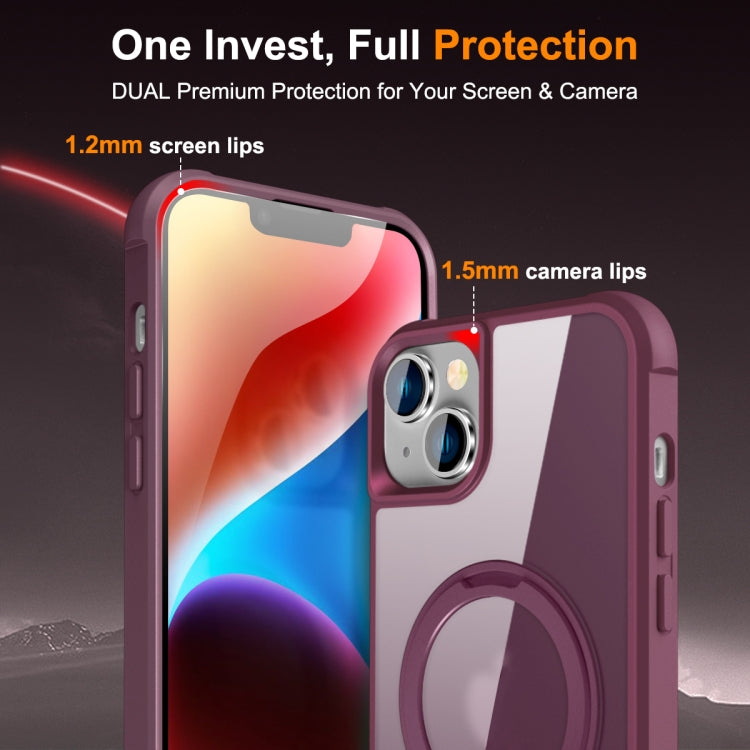 For iPhone 14 Plus MagSafe Magnetic Rotating Holder Phone Case(Wine Red) - iPhone 14 Plus Cases by PMC Jewellery | Online Shopping South Africa | PMC Jewellery