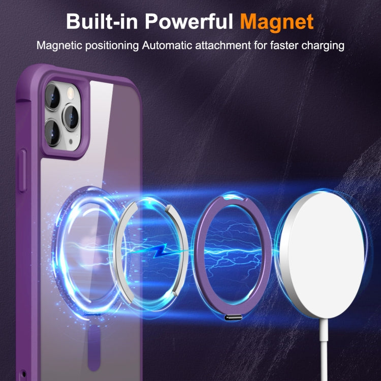 For iPhone 11 Pro Max MagSafe Magnetic Rotating Holder Phone Case(Purple) - iPhone 11 Pro Max Cases by PMC Jewellery | Online Shopping South Africa | PMC Jewellery