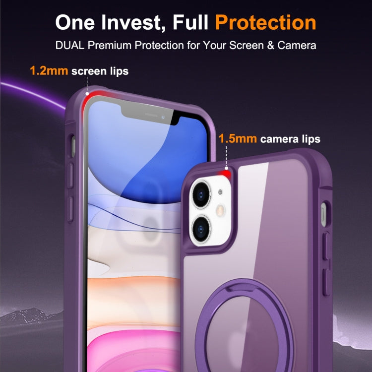 For iPhone 11 MagSafe Magnetic Rotating Holder Phone Case(Purple) - iPhone 11 Cases by PMC Jewellery | Online Shopping South Africa | PMC Jewellery