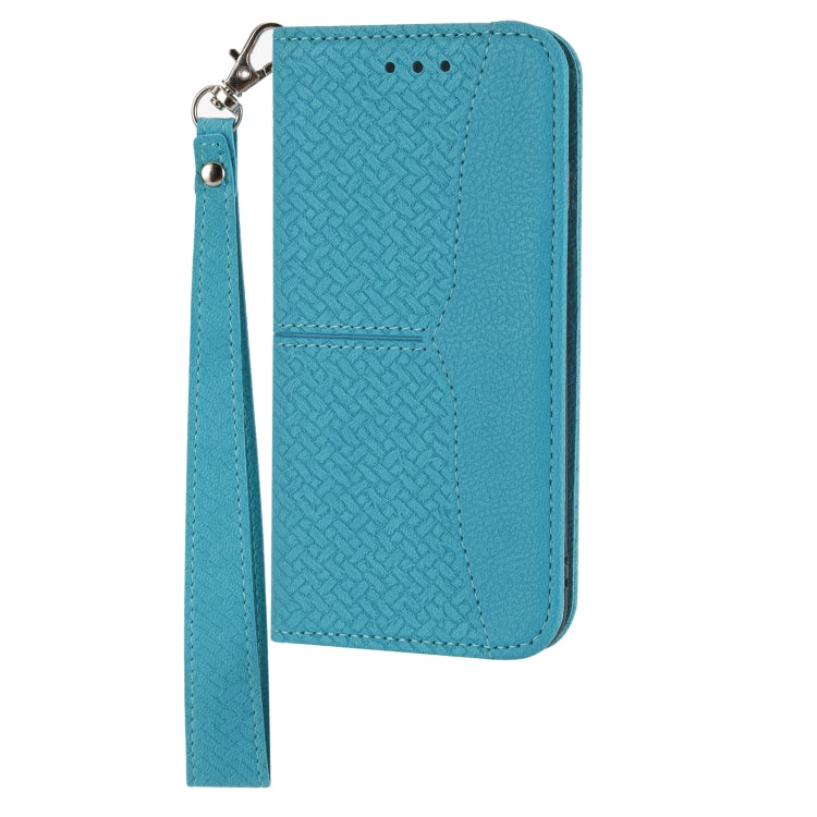For iPhone 16 Pro Woven Texture Stitching Magnetic Leather Phone Case(Blue) - iPhone 16 Pro Cases by PMC TechLife | Online Shopping South Africa | PMC TechLife | Buy Now Pay Later Mobicred