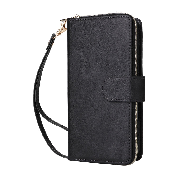 For iPhone 16 Plus 9 Card Slots Zipper Wallet Bag Leather Phone Case(Black) - free shipping - PMC Jewellery - Order now!