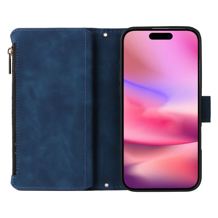 For iPhone 16 Plus Crossbody Multi-card Slot Wallet Zipper Leather Phone Case(Dark Blue) - iPhone 16 Plus Cases by PMC Jewellery | Online Shopping South Africa | PMC Jewellery | Buy Now Pay Later Mobicred