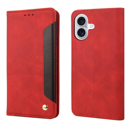 For iPhone 16 Skin Feel Splicing Leather Phone Case(Red) - iPhone 16 Cases by PMC Jewellery | Online Shopping South Africa | PMC Jewellery | Buy Now Pay Later Mobicred