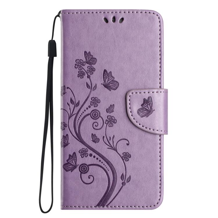 For iPhone 16e Butterfly Flower Pattern Flip Leather Phone Case(Light Purple) - iPhone 16e Cases by PMC TechLife | Online Shopping South Africa | PMC TechLife | Buy Now Pay Later Mobicred