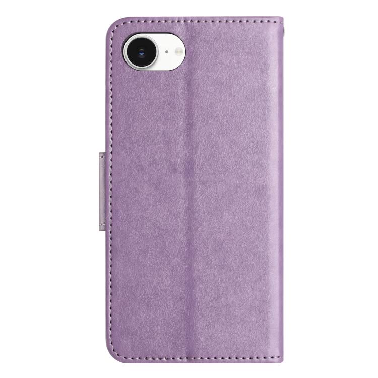 For iPhone 16e Butterfly Flower Pattern Flip Leather Phone Case(Light Purple) - iPhone 16e Cases by PMC TechLife | Online Shopping South Africa | PMC TechLife | Buy Now Pay Later Mobicred