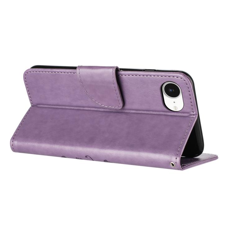 For iPhone 16e Butterfly Flower Pattern Flip Leather Phone Case(Light Purple) - iPhone 16e Cases by PMC TechLife | Online Shopping South Africa | PMC TechLife | Buy Now Pay Later Mobicred