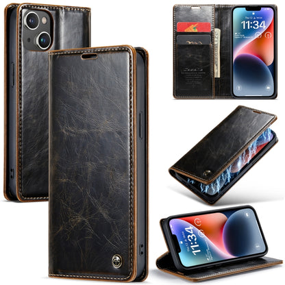 For iPhone 15 CaseMe 003 Crazy Horse Texture Leather Phone Case(Coffee) - iPhone 15 Cases by CaseMe | Online Shopping South Africa | PMC Jewellery | Buy Now Pay Later Mobicred