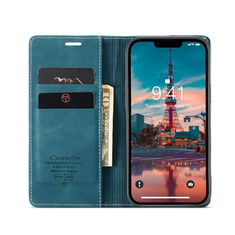 For iPhone 15 CaseMe 013 Multifunctional Horizontal Flip Leather Phone Case(Blue) - iPhone 15 Cases by CaseMe | Online Shopping South Africa | PMC Jewellery | Buy Now Pay Later Mobicred