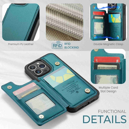 For iPhone 15 Pro Max CaseMe C22 Card Slots Holder RFID Anti-theft Phone Case(Blue Green) - iPhone 15 Pro Max Cases by CaseMe | Online Shopping South Africa | PMC Jewellery | Buy Now Pay Later Mobicred