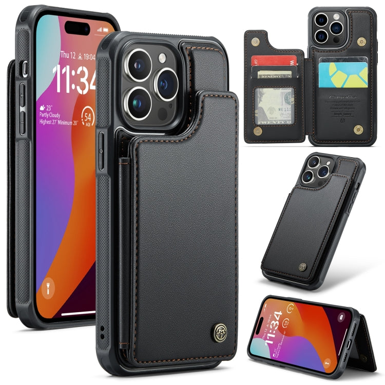 For iPhone 15 Pro Max CaseMe C22 Card Slots Holder RFID Anti-theft Phone Case(Black) - iPhone 15 Pro Max Cases by CaseMe | Online Shopping South Africa | PMC Jewellery | Buy Now Pay Later Mobicred