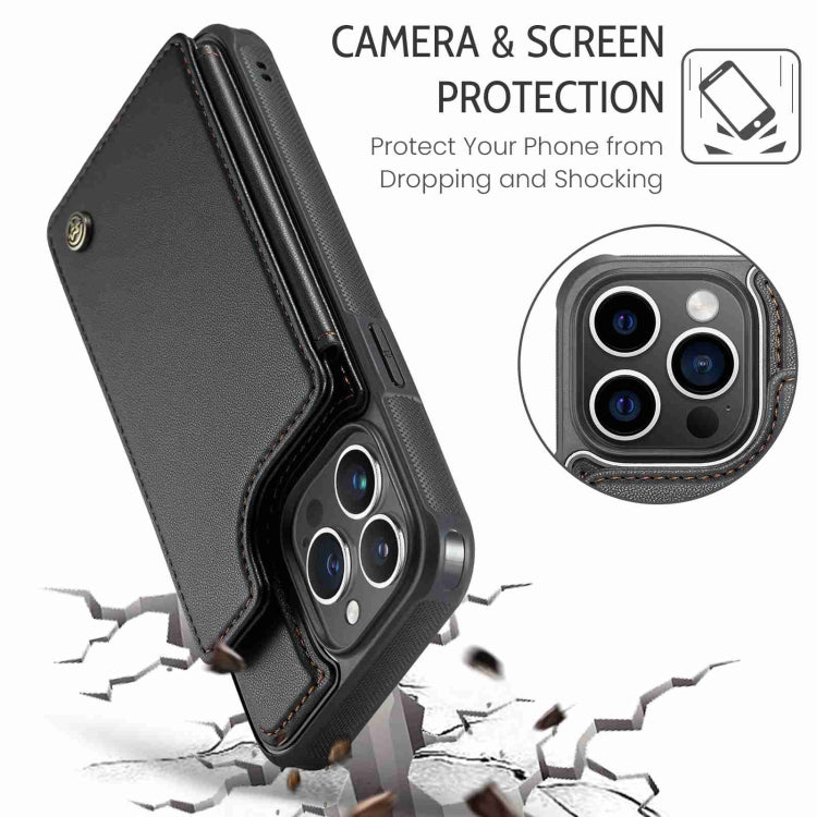 For iPhone 15 Pro Max CaseMe C22 Card Slots Holder RFID Anti-theft Phone Case(Black) - free shipping - PMC Jewellery - Order now!