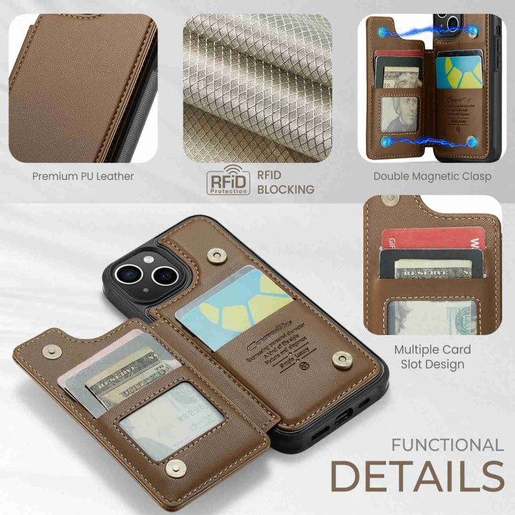 For iPhone 15 Plus CaseMe C22 Card Slots Holder RFID Anti-theft Phone Case(Brown) - iPhone 15 Plus Cases by CaseMe | Online Shopping South Africa | PMC Jewellery | Buy Now Pay Later Mobicred