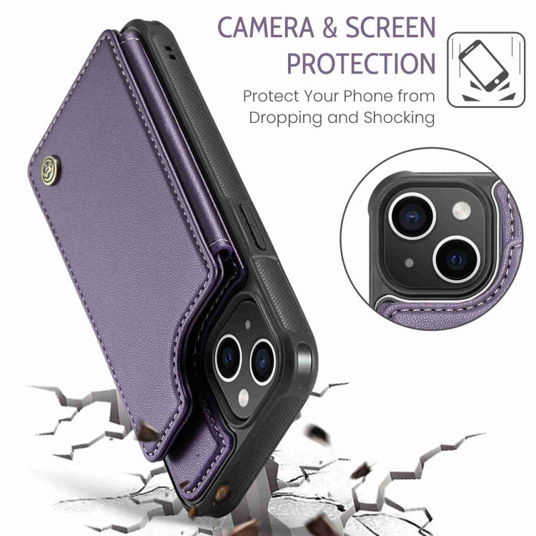 For iPhone 15 Plus CaseMe C22 Card Slots Holder RFID Anti-theft Phone Case(Purple) - iPhone 15 Plus Cases by CaseMe | Online Shopping South Africa | PMC Jewellery | Buy Now Pay Later Mobicred