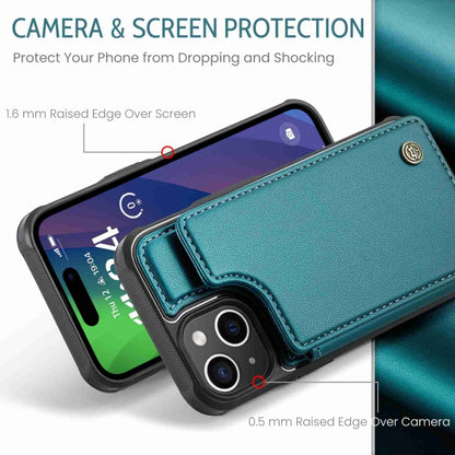 For iPhone 15 CaseMe C22 Card Slots Holder RFID Anti-theft Phone Case(Blue Green) - iPhone 15 Pro Cases by CaseMe | Online Shopping South Africa | PMC Jewellery | Buy Now Pay Later Mobicred